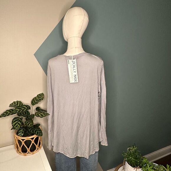 Groceries Apparel Lazy Long Sleeve Tee Sustainable Top Organic Lyocell NWT Small - Picture 5 of 11